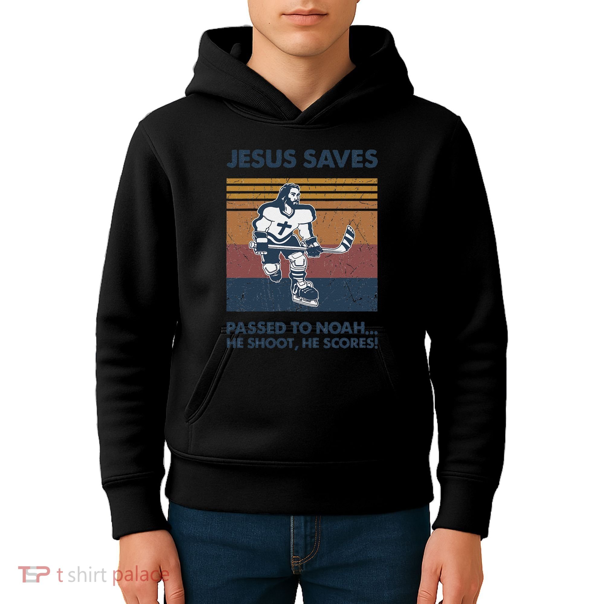 Jesus Saves Passes To Noah He Shoots He Scores Kids Hoodie