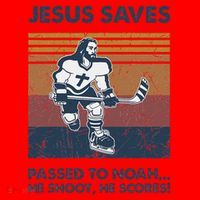 Jesus Saves Passes To Noah He Shoots He Scores Santa Hat thumb 1