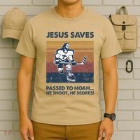 Jesus Saves Passes To Noah He Shoots He Scores T-Shirt thumb 6