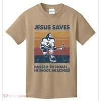 Jesus Saves Passes To Noah He Shoots He Scores Kids T-Shirt thumb 0