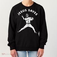 Jesus Saves Religious Christian Faith Baseball Women's Sweatshirt thumb 0