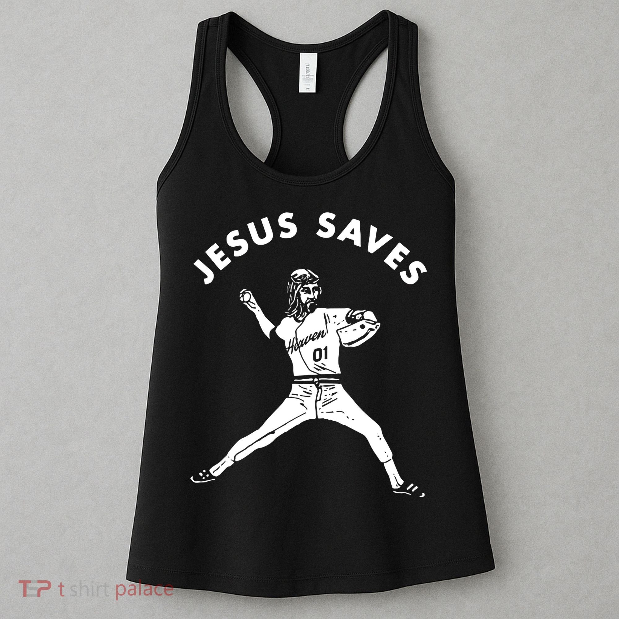 Jesus Saves Religious Christian Faith Baseball Women's Tank Top
