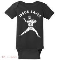 Jesus Saves Religious Christian Faith Baseball Baby Bodysuit thumb 0