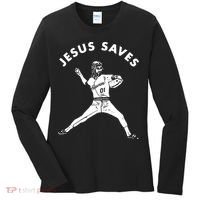 Jesus Saves Religious Christian Faith Baseball Women's Long Sleeve Shirt thumb 0