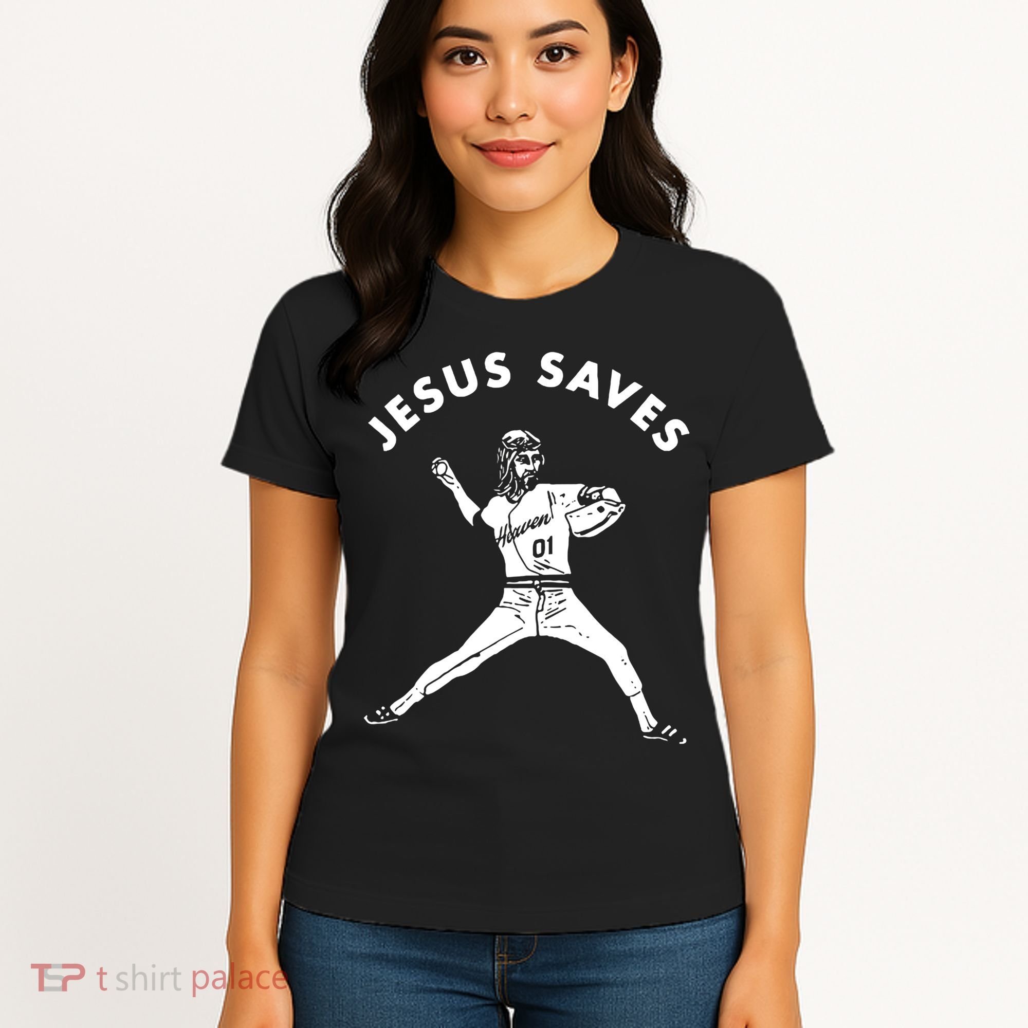 Jesus Saves Religious Christian Faith Baseball Women's T-Shirt