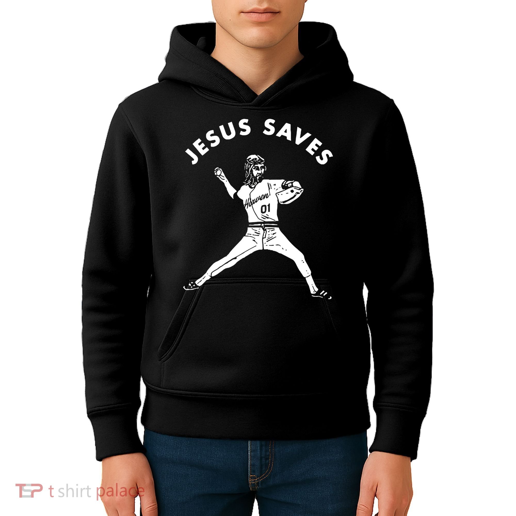 Jesus Saves Religious Christian Faith Baseball Kids Hoodie
