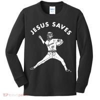 Jesus Saves Religious Christian Faith Baseball Kids Long Sleeve Shirt thumb 0