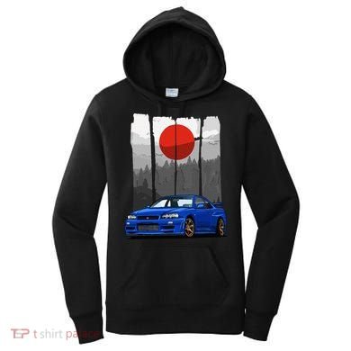Jdm Skyline R34 Car Tuning Japan Rising Sun Drift Women's Hoodie