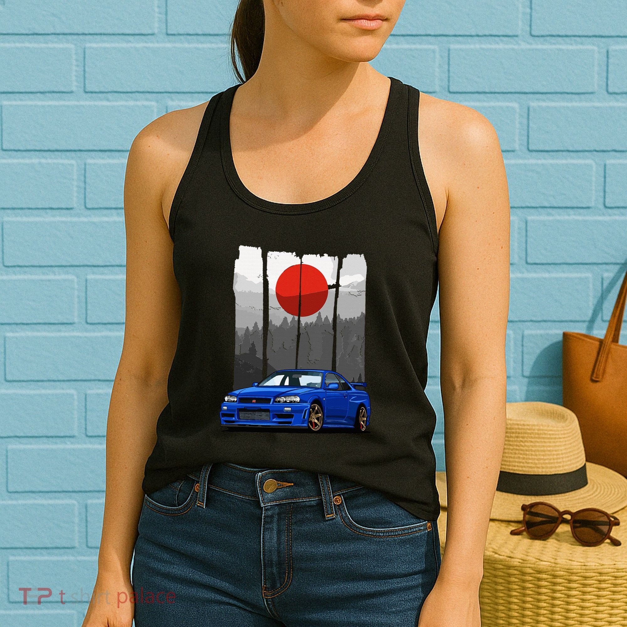 Jdm Skyline R34 Car Tuning Japan Rising Sun Drift Women's Tank Top