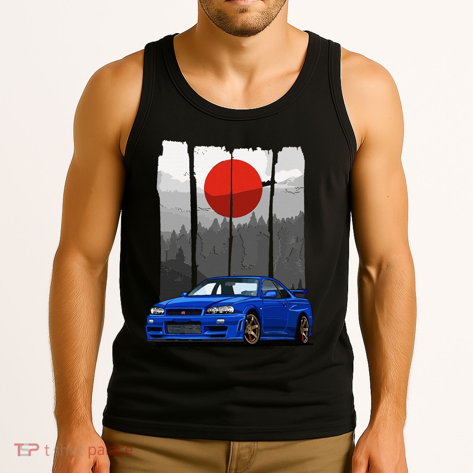 Jdm Skyline R34 Car Tuning Japan Rising Sun Drift Tank Top