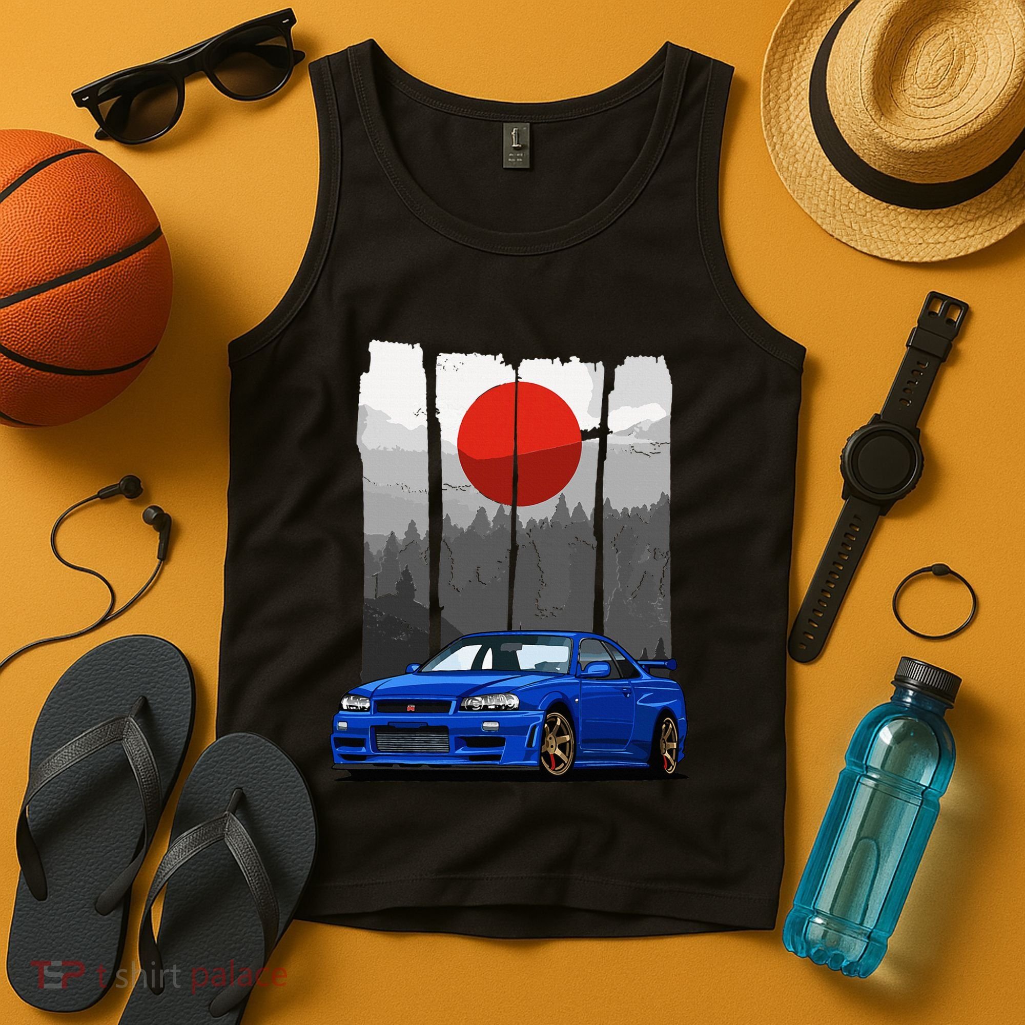 Jdm Skyline R34 Car Tuning Japan Rising Sun Drift Tank Top