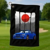 Jdm Skyline R34 Car Tuning Japan Rising Sun Drift Golf Towel thumb 1