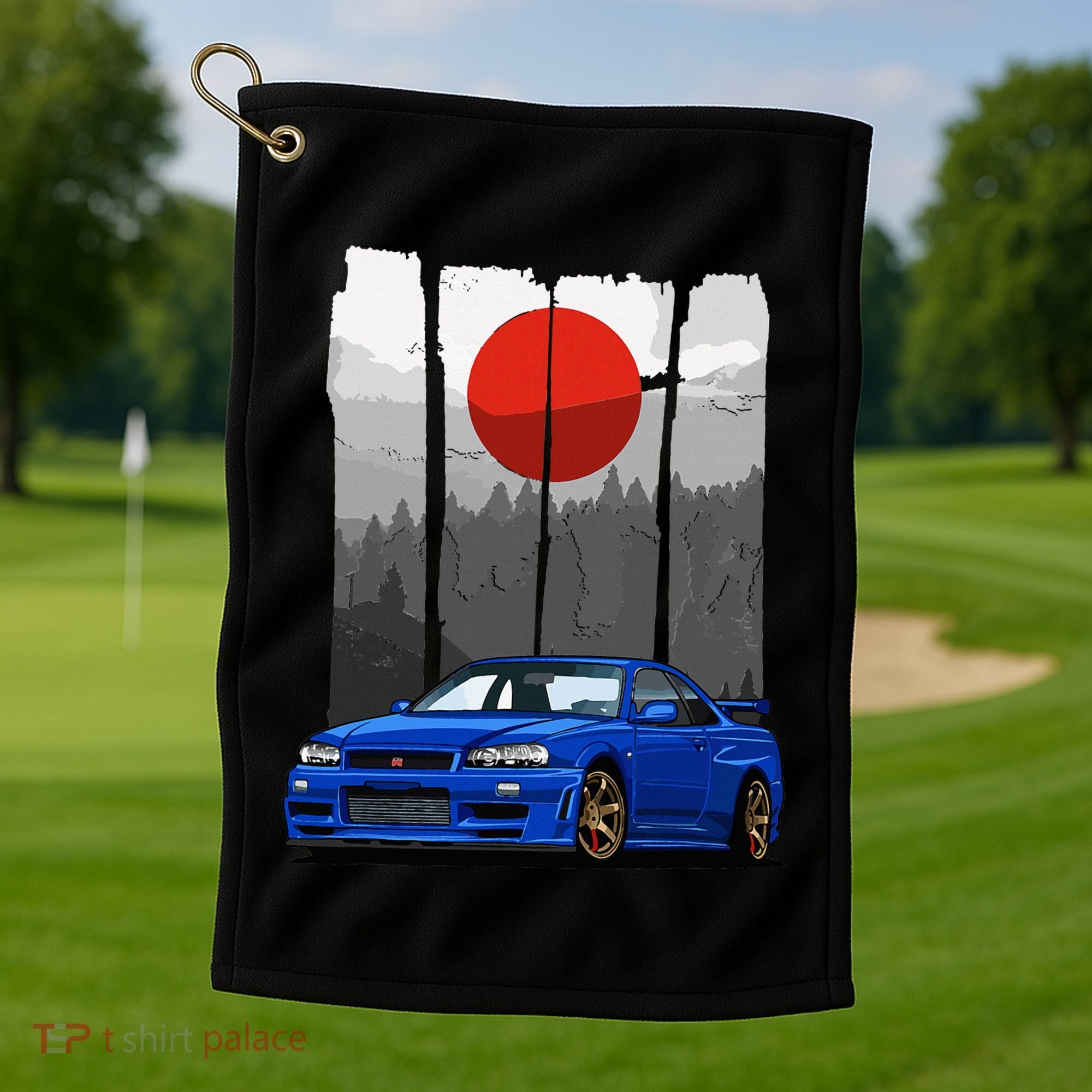 Jdm Skyline R34 Car Tuning Japan Rising Sun Drift Golf Towel