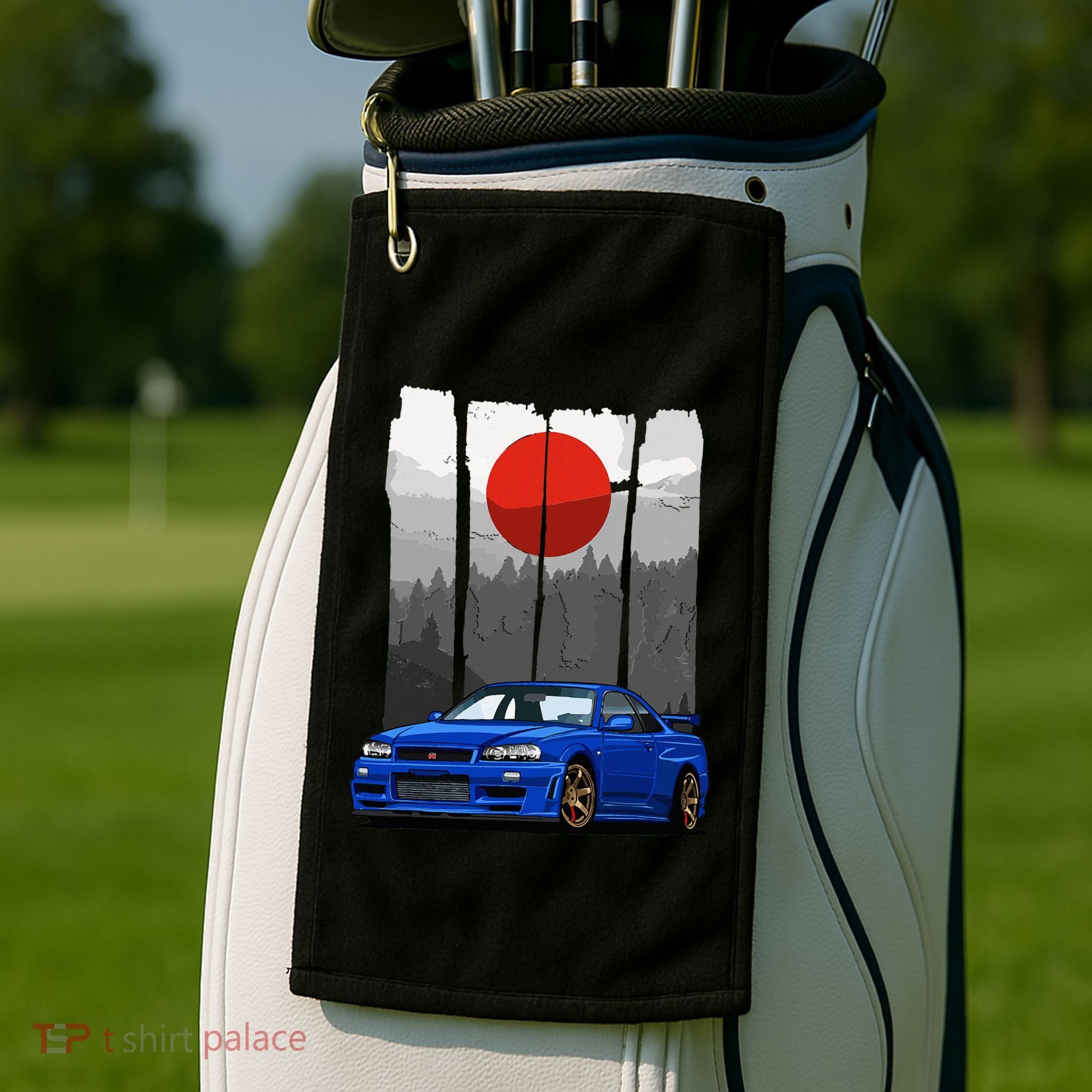 Jdm Skyline R34 Car Tuning Japan Rising Sun Drift Golf Towel