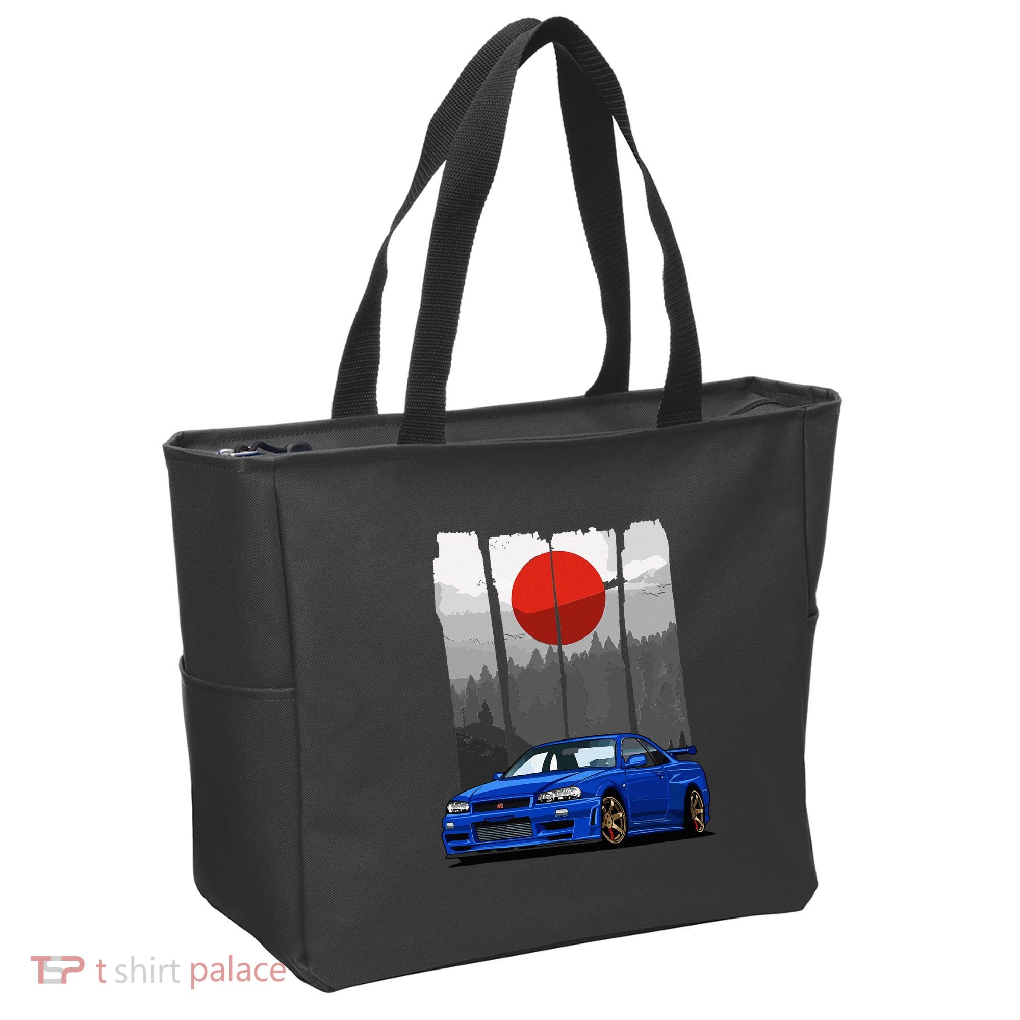 Jdm Skyline R34 Car Tuning Japan Rising Sun Drift Tote Bag