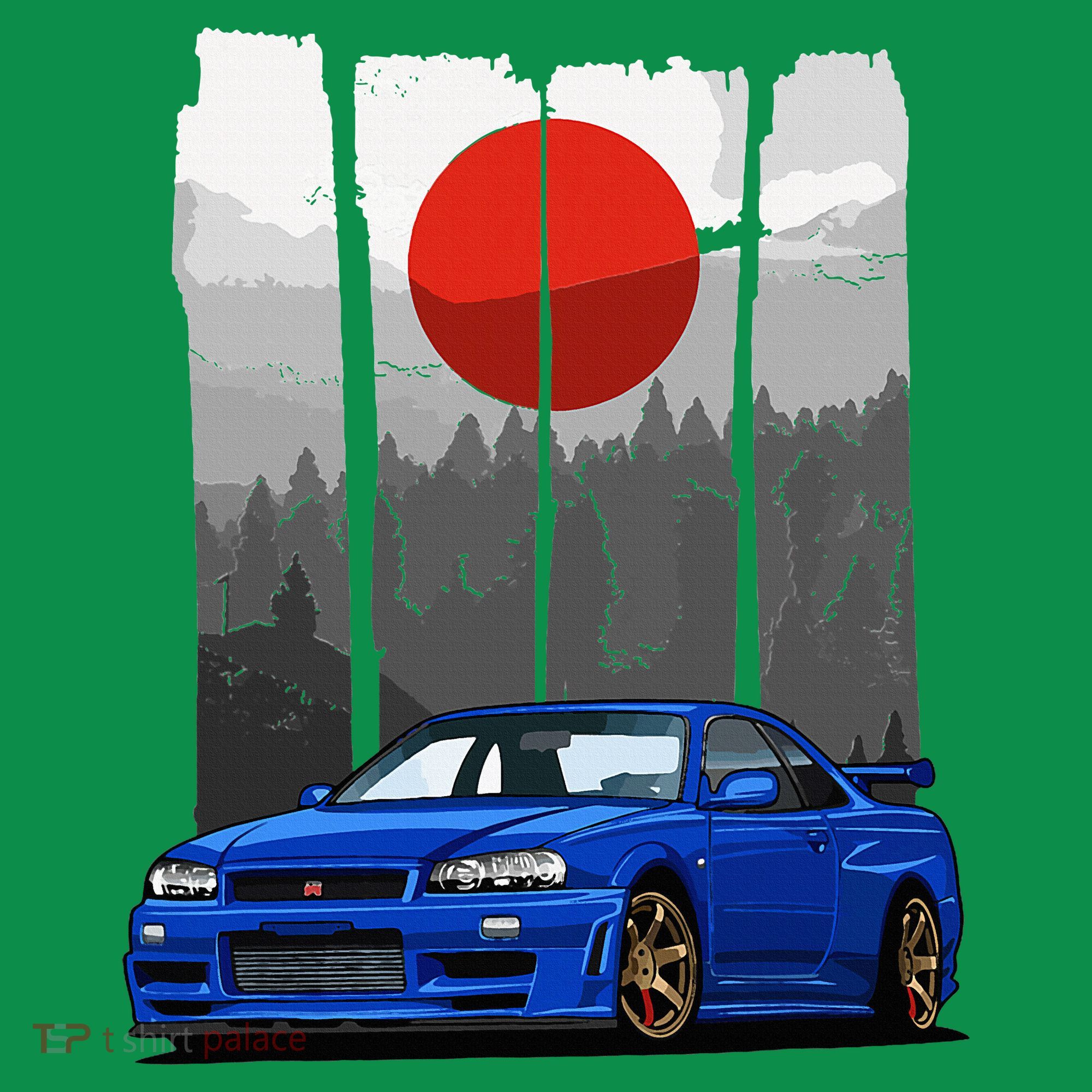 Jdm Skyline R34 Car Tuning Japan Rising Sun Drift Mousepad