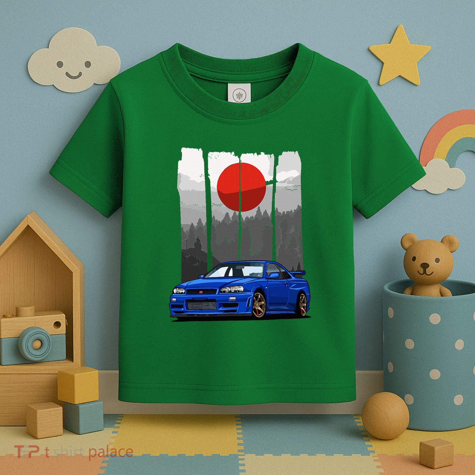 Jdm Skyline R34 Car Tuning Japan Rising Sun Drift Toddler T-Shirt
