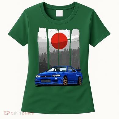 Jdm Skyline R34 Car Tuning Japan Rising Sun Drift Women's T-Shirt