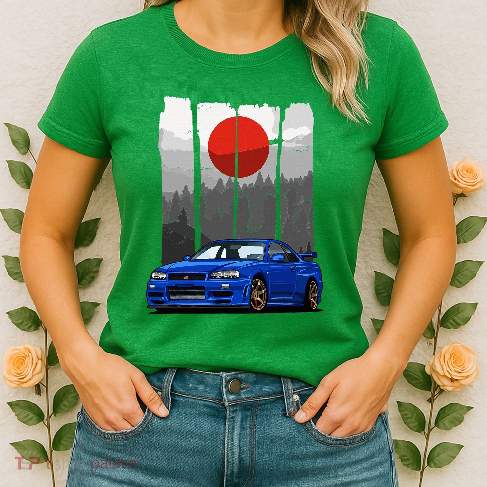 Jdm Skyline R34 Car Tuning Japan Rising Sun Drift Women's T-Shirt