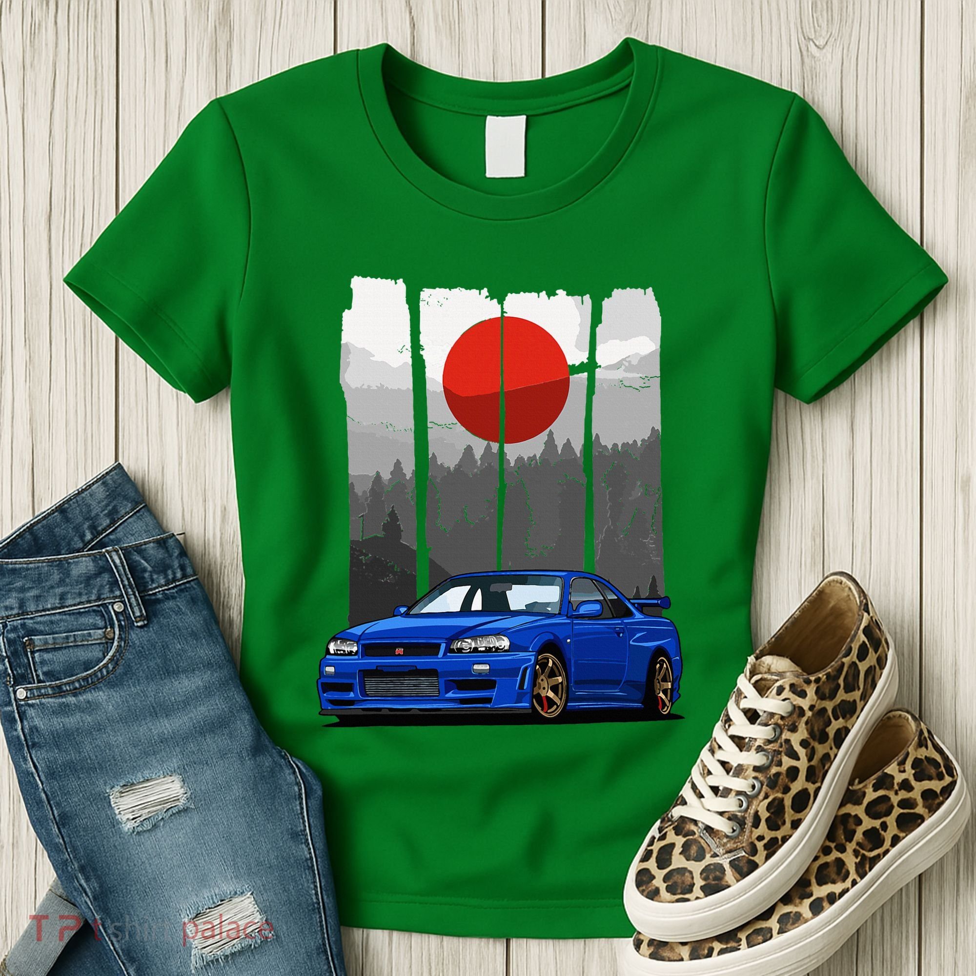 Jdm Skyline R34 Car Tuning Japan Rising Sun Drift Women's T-Shirt