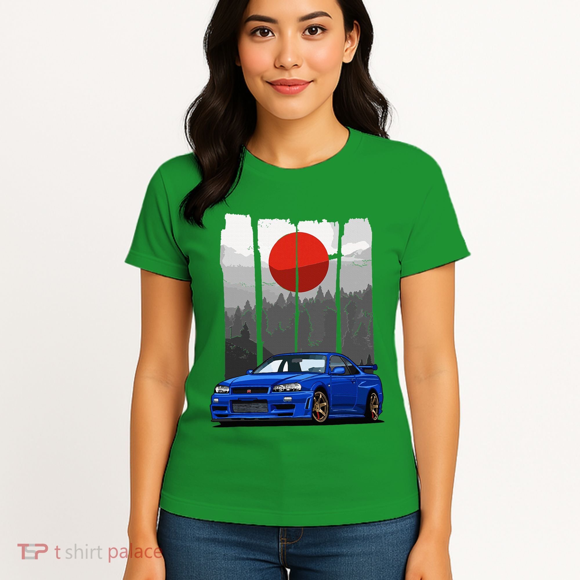 Jdm Skyline R34 Car Tuning Japan Rising Sun Drift Women's T-Shirt