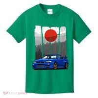 Jdm Skyline R34 Car Tuning Japan Rising Sun Drift Kids T-Shirt thumb 0