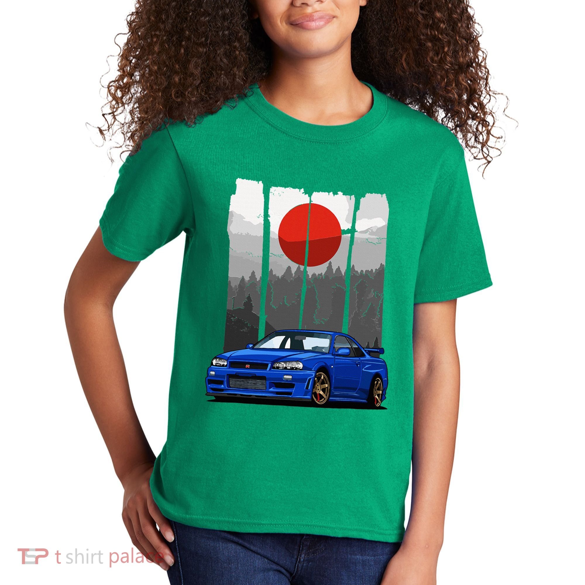 Jdm Skyline R34 Car Tuning Japan Rising Sun Drift Kids T-Shirt