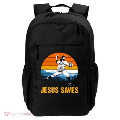 Jesus Saves Retro Baseball Pitcher Backpack