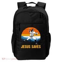 Jesus Saves Retro Baseball Pitcher Backpack thumb 0
