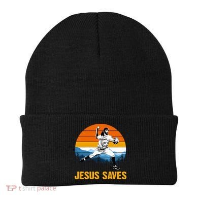 Jesus Saves Retro Baseball Pitcher Beanie