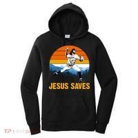 Jesus Saves Retro Baseball Pitcher Women's Hoodie thumb 0