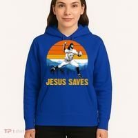 Jesus Saves Retro Baseball Pitcher Hoodie thumb 5