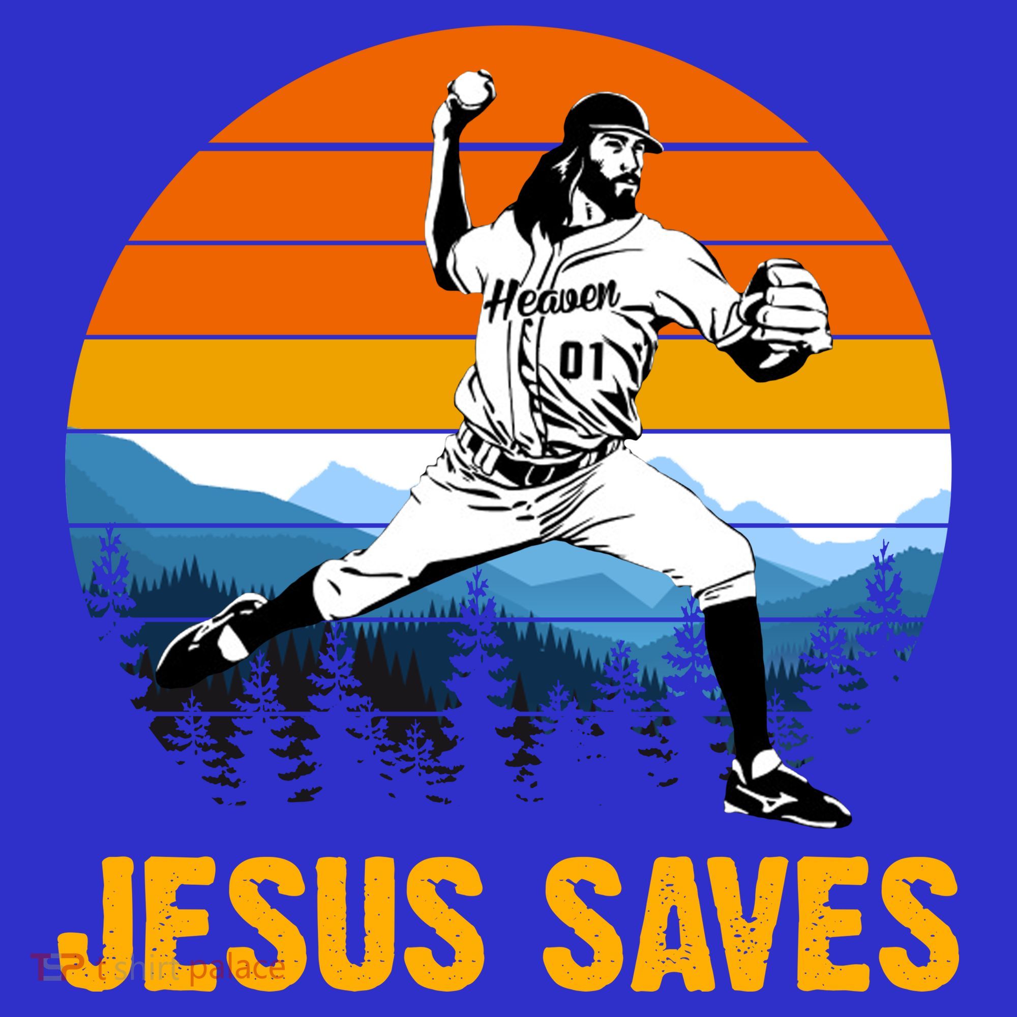 Jesus Saves Retro Baseball Pitcher Mousepad