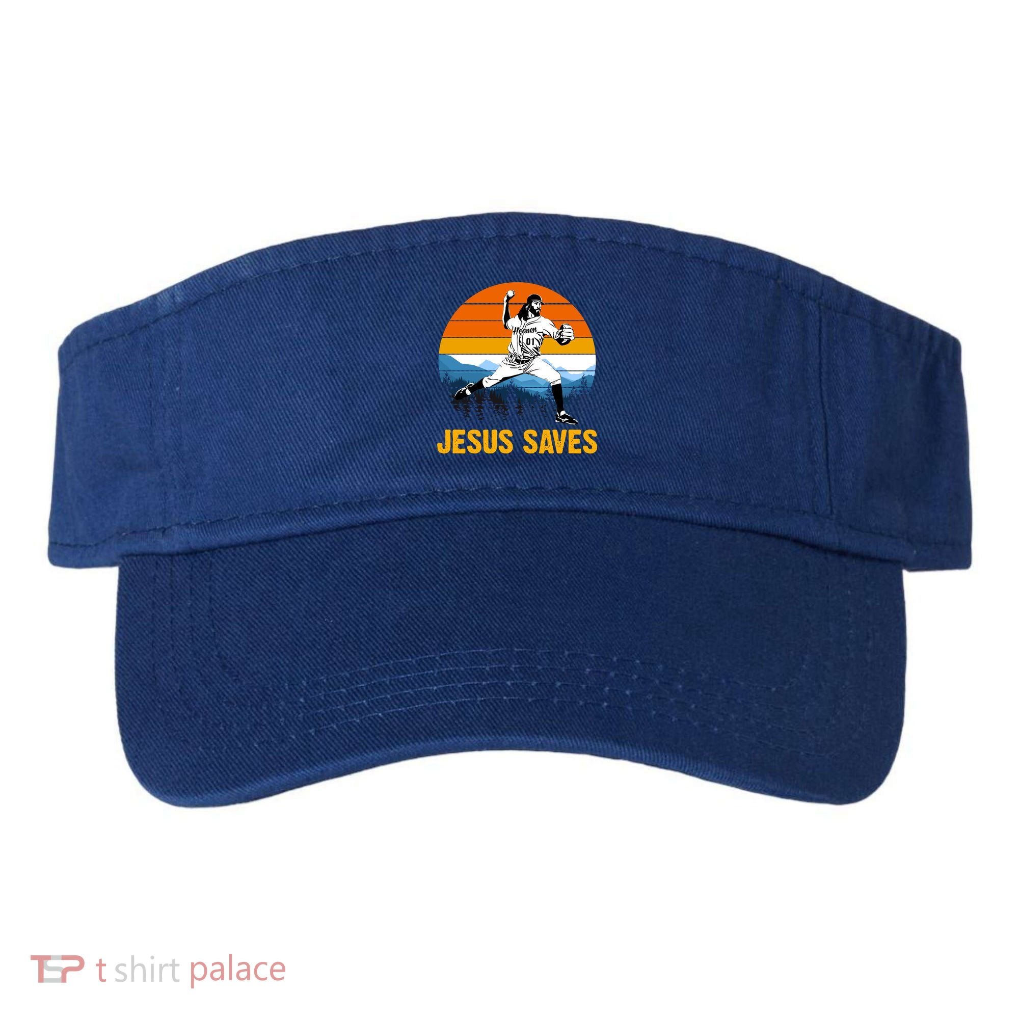 Jesus Saves Retro Baseball Pitcher Visor