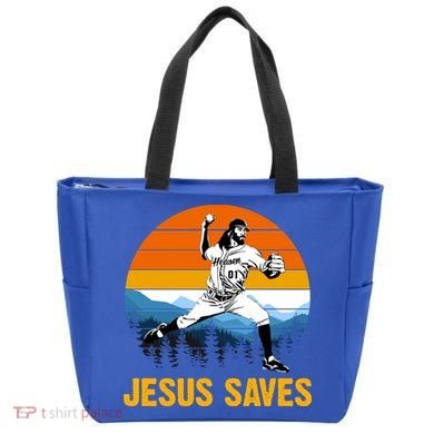 Jesus Saves Retro Baseball Pitcher Tote Bag