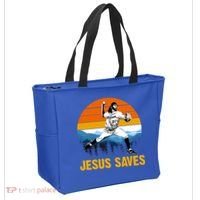 Jesus Saves Retro Baseball Pitcher Tote Bag thumb 2