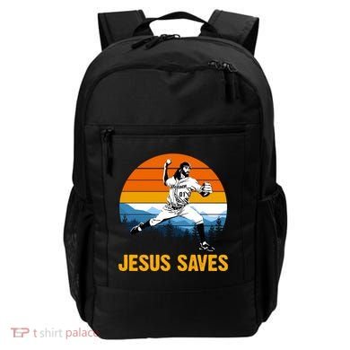 Jesus Saves Retro Baseball Pitcher Backpack