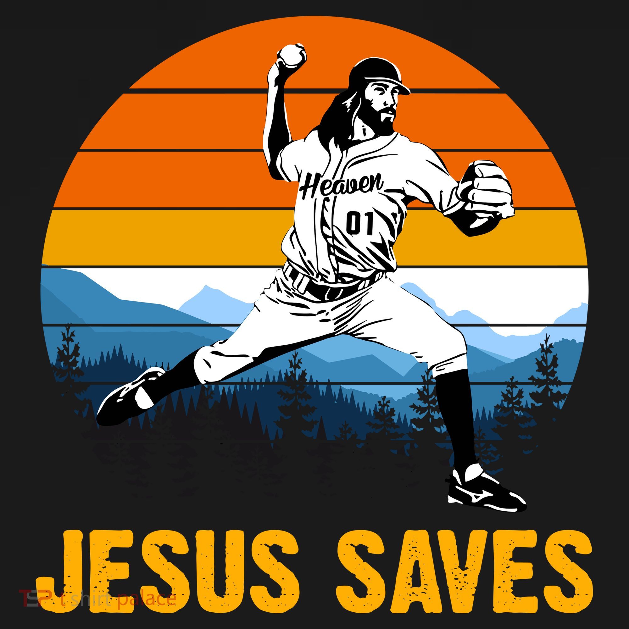 Jesus Saves Retro Baseball Pitcher Pajama Set