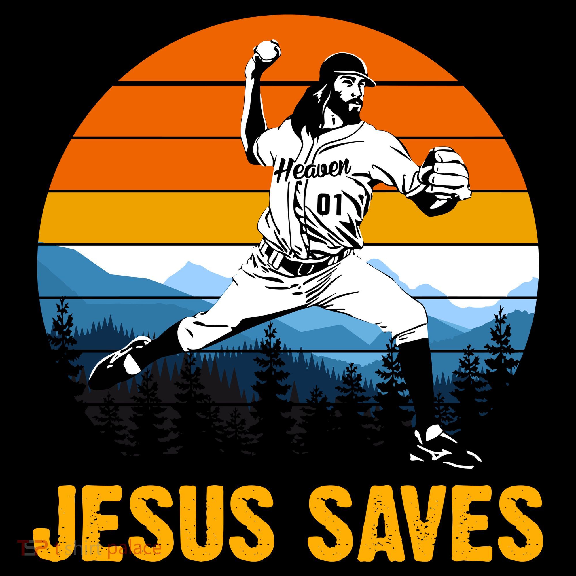 Jesus Saves Retro Baseball Pitcher Women's Hoodie