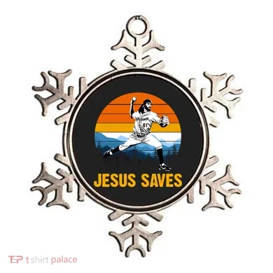 Jesus Saves Retro Baseball Pitcher Ornament