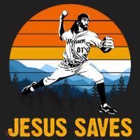Jesus Saves Retro Baseball Pitcher Golf Towel thumb 3