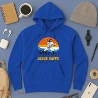 Jesus Saves Retro Baseball Pitcher Hoodie thumb 3