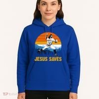 Jesus Saves Retro Baseball Pitcher Hoodie thumb 5