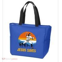 Jesus Saves Retro Baseball Pitcher Tote Bag thumb 3