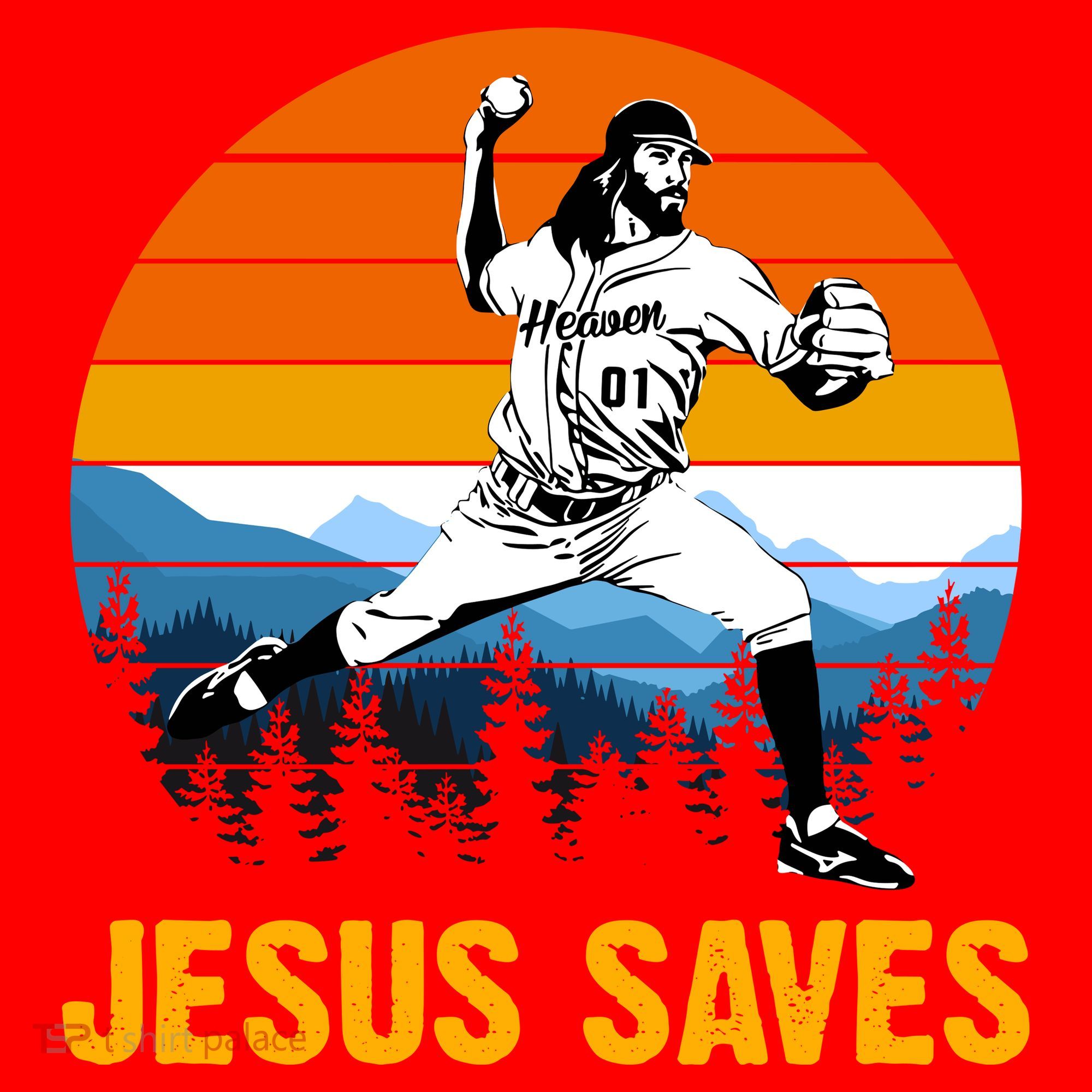 Jesus Saves Retro Baseball Pitcher Santa Hat