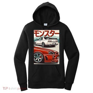 JDM Skyline R32 Car Tuning Japan Rising Sun Drift Women's Hoodie