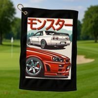JDM Skyline R32 Car Tuning Japan Rising Sun Drift Golf Towel thumb 1