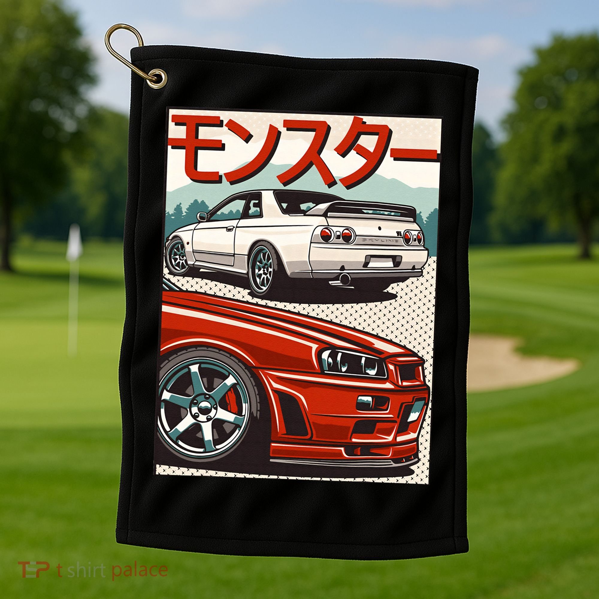 JDM Skyline R32 Car Tuning Japan Rising Sun Drift Golf Towel
