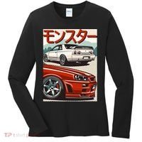 JDM Skyline R32 Car Tuning Japan Rising Sun Drift Women's Long Sleeve Shirt thumb 0