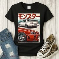 JDM Skyline R32 Car Tuning Japan Rising Sun Drift Women's T-Shirt thumb 3